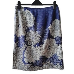 Vintage Talbots Blue Floral Silk Blend Skirt